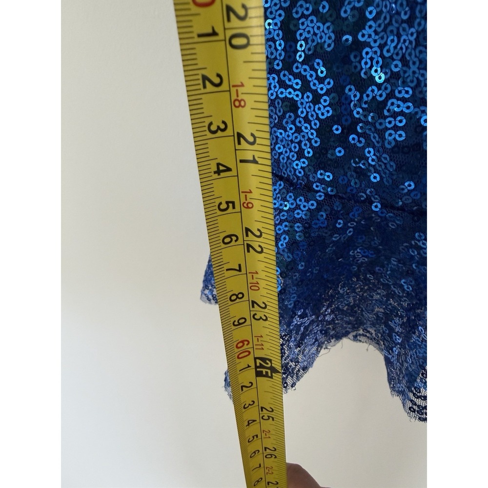 LUCY IN THE SKY Women Royal Blue Sequin Lace-Up Back Mini Dress Sz SMALL - Picture 5 of 9